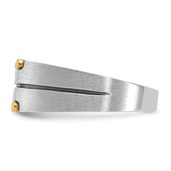 IBGoodman 14k Two-tone with Black Rhodium 1/2 carat Lab Grown Diamond VS/SI+ G+ Complete Polished and Satin Men's Ring