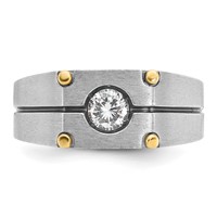IBGoodman 14K Two-tone Ring with Black Rhodium 0.50 Carat Lab Grown Diamond VS SI+ G+ Complete Polished and Satin Men's view 4