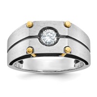 IBGoodman 14K Two-tone Ring with Black Rhodium 0.50 Carat Lab Grown Diamond VS SI+ G+ Complete Polished and Satin Men's view 1