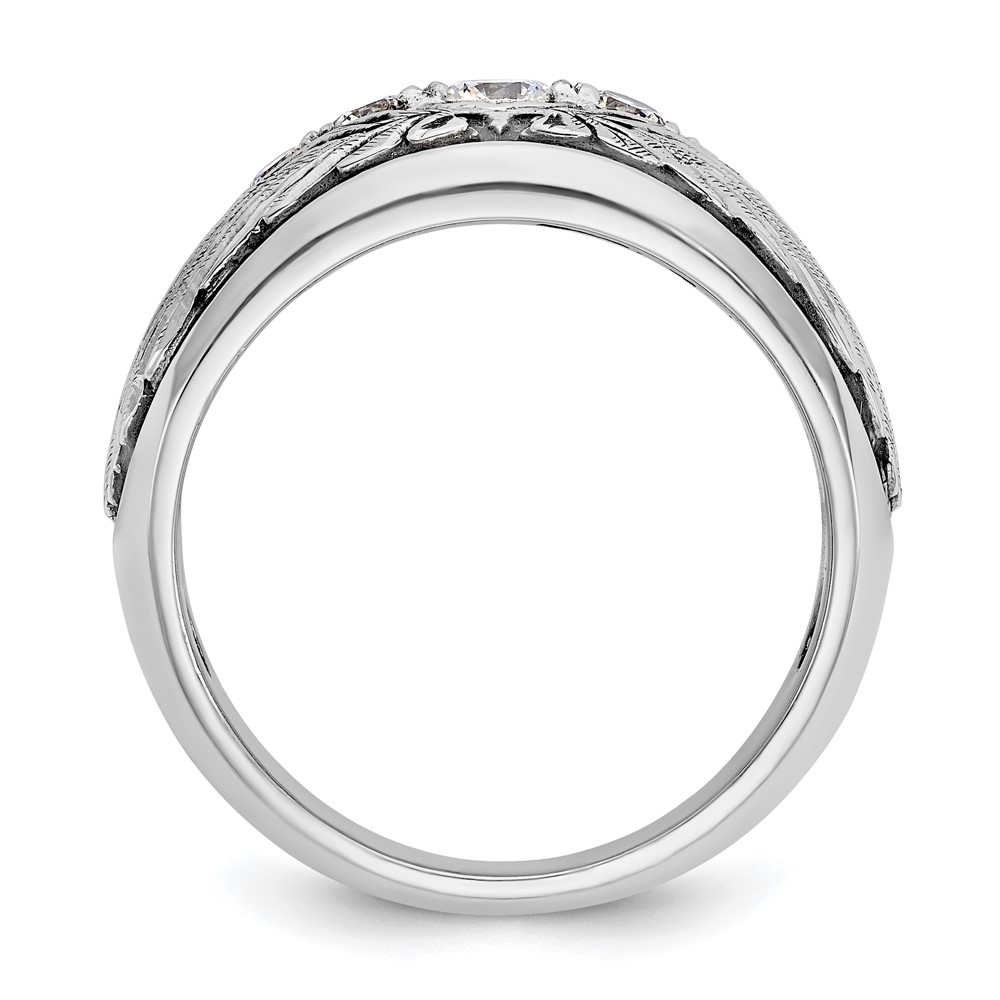 IBGoodman 14k White Gold with Black Rhodium Men's Polished and Textured 5-Stone 1/2 Carat AA Quality Diamond Ring (B64158-4WAA)