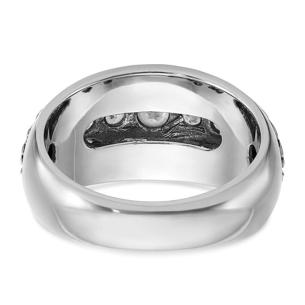IBGoodman 14k White Gold with Black Rhodium Men's Polished and Textured 5-Stone 1/2 Carat AA Quality Diamond Ring (B64158-4WAA)
