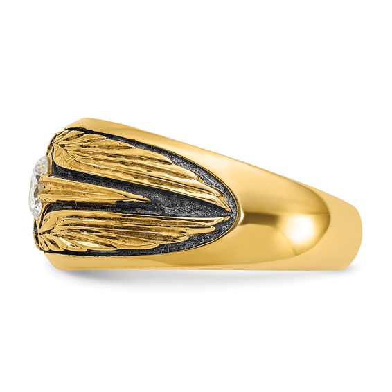 10k IBGoodman Men's Polished and Textured Solitaire Ring Mounting