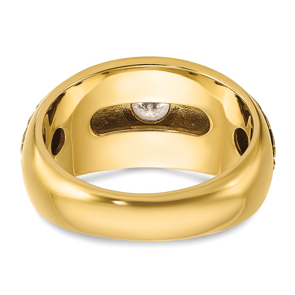 IBGoodman 14k with Black Rhodium Men's Polished and Textured Solitaire 1/2 Carat AA Quality Diamond Ring (B64159-4YAA)