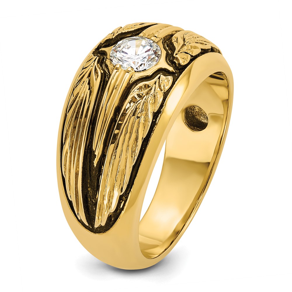 IBGoodman 14k with Black Rhodium Men's Polished and Textured Solitaire 1/2 Carat AA Quality Diamond Ring (B64159-4YAA)