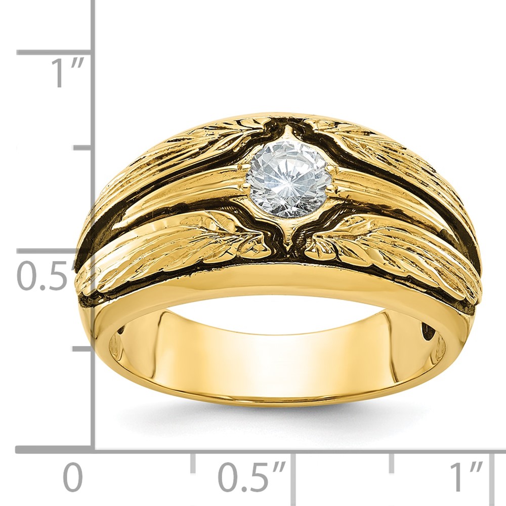 IBGoodman 14k with Black Rhodium Men's Polished and Textured Solitaire 1/2 Carat AA Quality Diamond Ring (B64159-4YAA)