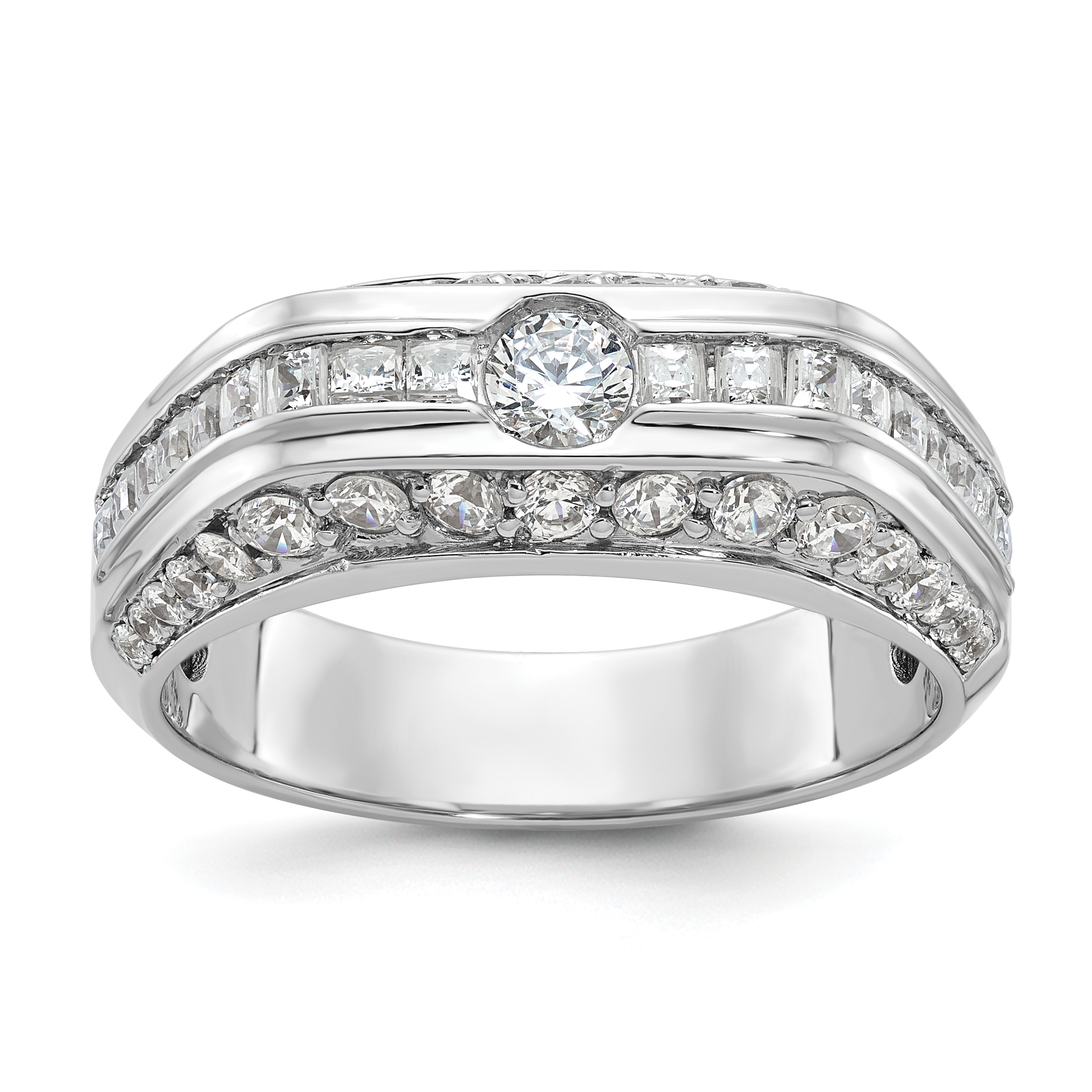 IBGoodman 14k White Gold Men's Polished 1 7/8 Carat AA Quality Diamond Ring (B64162-4WAA)