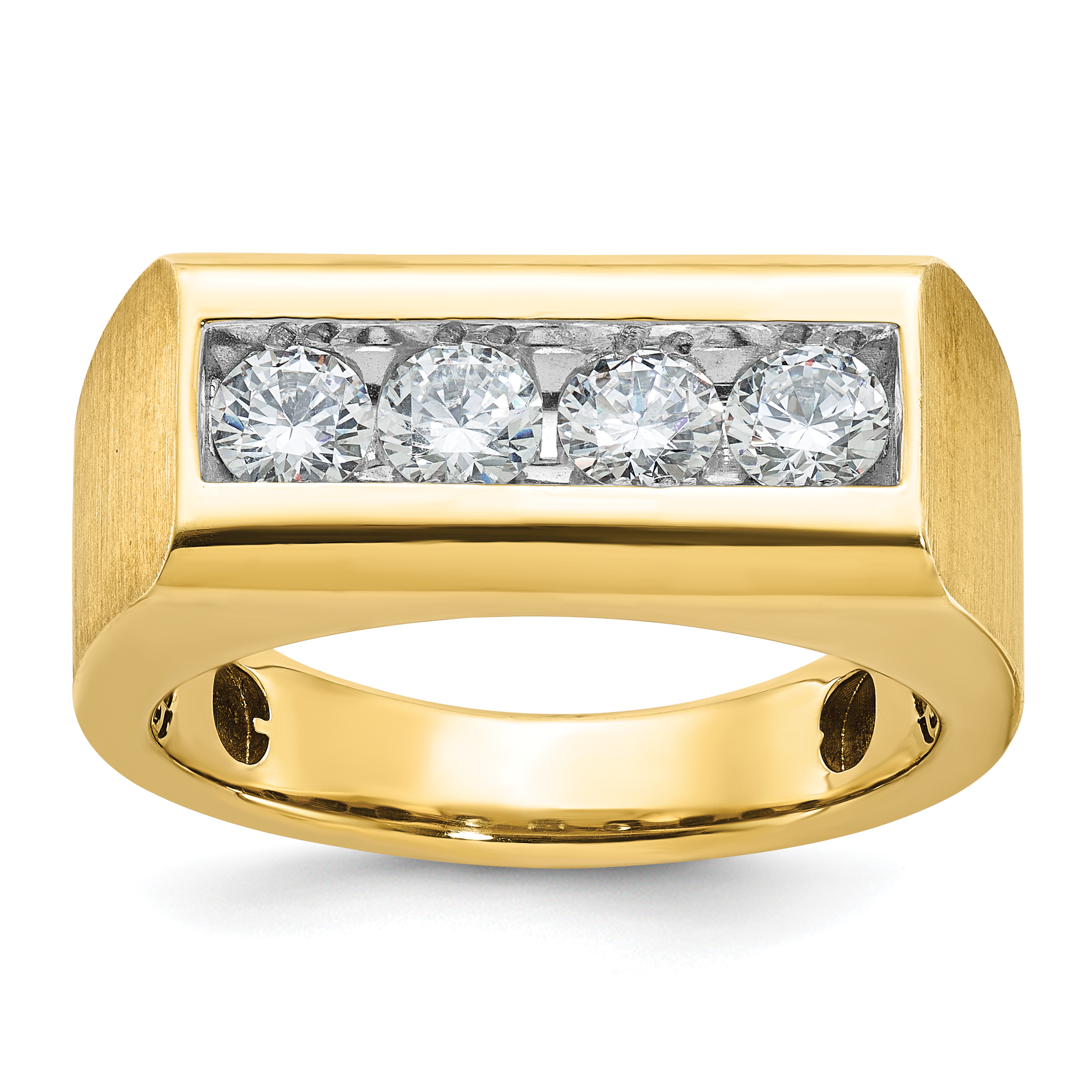 IBGoodman 14k Men's Polished and Satin 4-Stone 1 Carat AA Quality Diamond Ring (B64170-4YAA)