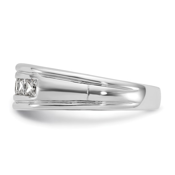 IBGoodman 14k White Gold Men's Polished and Grooved 7-Stone Square 1 Carat AA Quality Diamond Ring