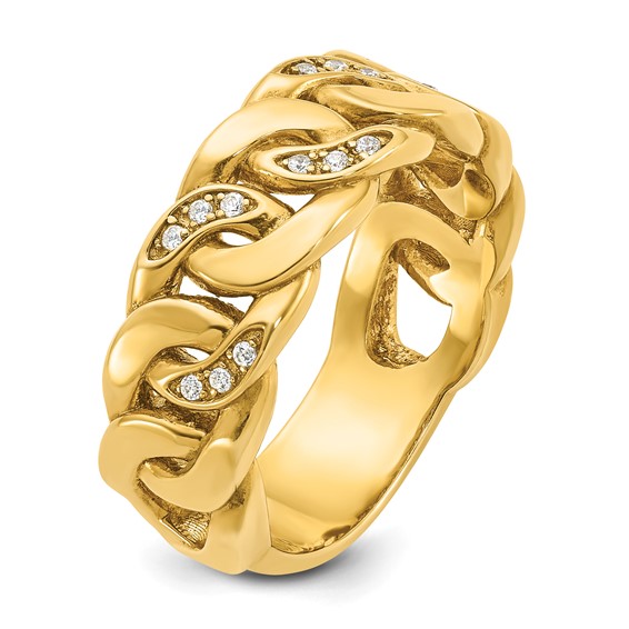 14k IBGoodman Men's Cuban Link Design Diamond (BB) Complete Ring