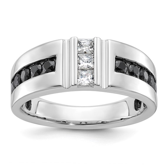 IBGoodman 10k White Gold Men's Polished and Grooved Ring Mounting