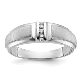 IBGoodman 10k Men's Polished and Satin 3-Stone 1/20 Carat BB Quality Diamond Ring