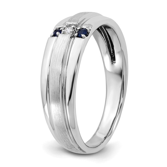 10kw IBGoodman Men's Created Blue Sapphire & Lab Grown Diamond Band