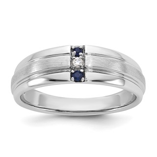 10kw IBGoodman Men's Created Blue Sapphire & Lab Grown Diamond Band