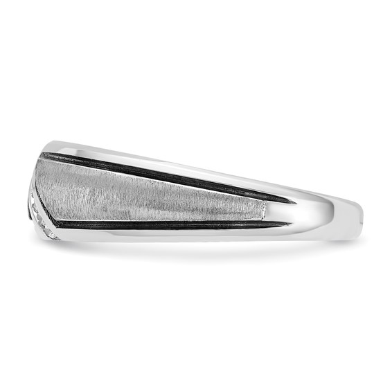 IBGoodman 14k White Gold with Black Rhodium 1/15 carat Lab Grown Diamond VS/SI+ G+ Complete Polished and Satin Men's Ring