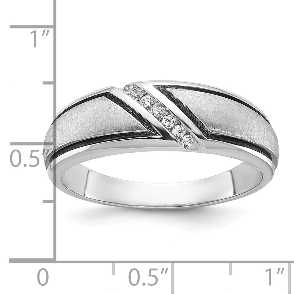 IBGoodman 14k White Gold with Black Rhodium Men's Polished and Satin 1/15 Carat AA Quality Diamond Ring (B64190-4WAA)