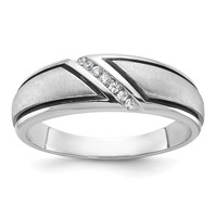 IBGoodman 14K White Gold Ring with Black Rhodium 0.07 Carat Lab Grown Diamond VS SI+ G+ Complete Polished and Satin Men's view 1