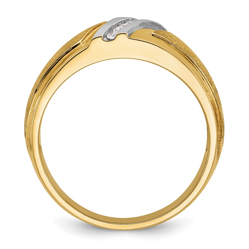 IBGoodman 14k with White Rhodium Men's Polished and Satin 1/20 Carat Lab Grown Diamond Ring