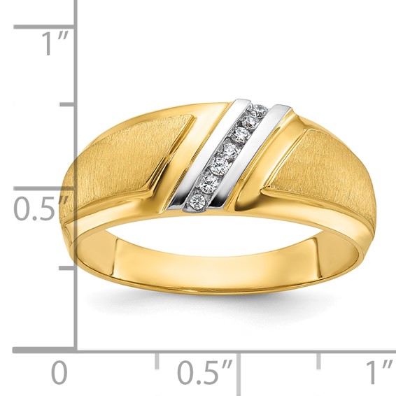 IB Goodman 14k with White Rhodium Mens Polished and Satin 7-Stone 1/20 Carat AA Diamond Ring