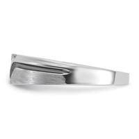 IBGoodman 14K White Gold 0.12 Carat Lab Grown Diamond VS SI+ G+ and 0.12 Carat Black Mined Diamonds Complete Polished Satin and Grooved Men's Ring view 3