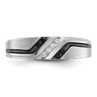IBGoodman 14K White Gold Polished Satin and Grooved Men's Ring Mounting view 5