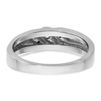 IBGoodman 14K White Gold 0.12 Carat Lab Grown Diamond VS SI+ G+ and 0.12 Carat Black Mined Diamonds Complete Polished Satin and Grooved Men's Ring view 5