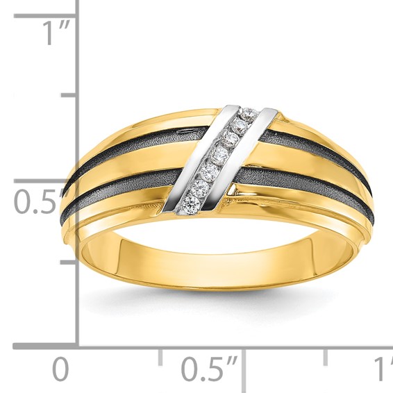 10k IBGoodman Men's Polished Satin and Grooved Ring Mounting