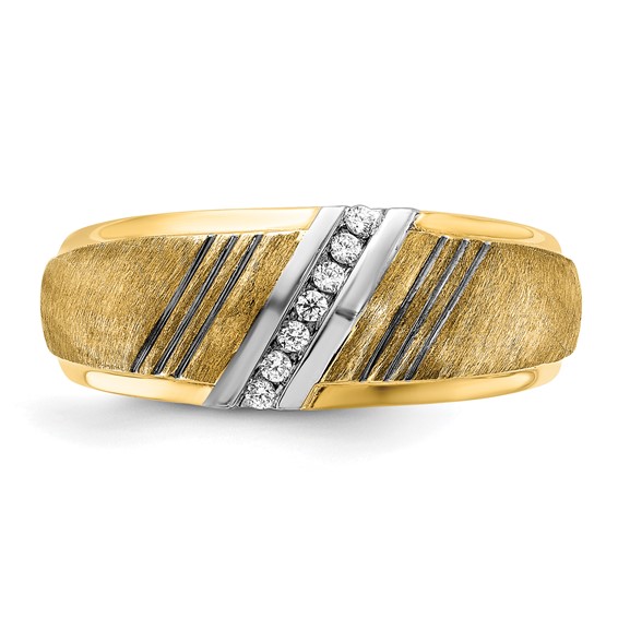 10k IBGoodman Men's Polished Grooved and Satin Ring Mounting