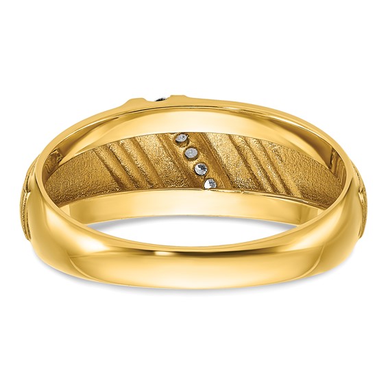 10k IBGoodman Men's Polished Grooved and Satin Ring Mounting