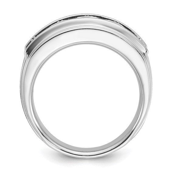 IBGoodman 14k White Gold 2 carat Lab Grown Diamond VS/SI+ G+ Five Stone Complete Polished Satin and Grooved Men's Ring