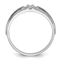 IBGoodman 14K White Gold Ring with Black Rhodium 0.05 Carat Lab Grown Diamond VS SI+ G+ Complete Polished Satin and Grooved Five Stone Men's view 2