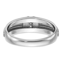 IBGoodman 14K White Gold Ring with Black Rhodium 0.05 Carat Lab Grown Diamond VS SI+ G+ Complete Polished Satin and Grooved Five Stone Men's view 5