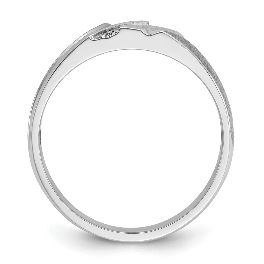 IBGoodman 14k White Gold Men's Polished Satin and Grooved 5-Stone 1/20 Carat AA Quality Diamond Ring (B64202-4WAA)