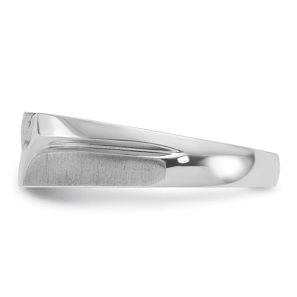 IBGoodman 14k White Gold Men's Polished Satin and Grooved 5-Stone 1/20 Carat AA Quality Diamond Ring (B64202-4WAA)