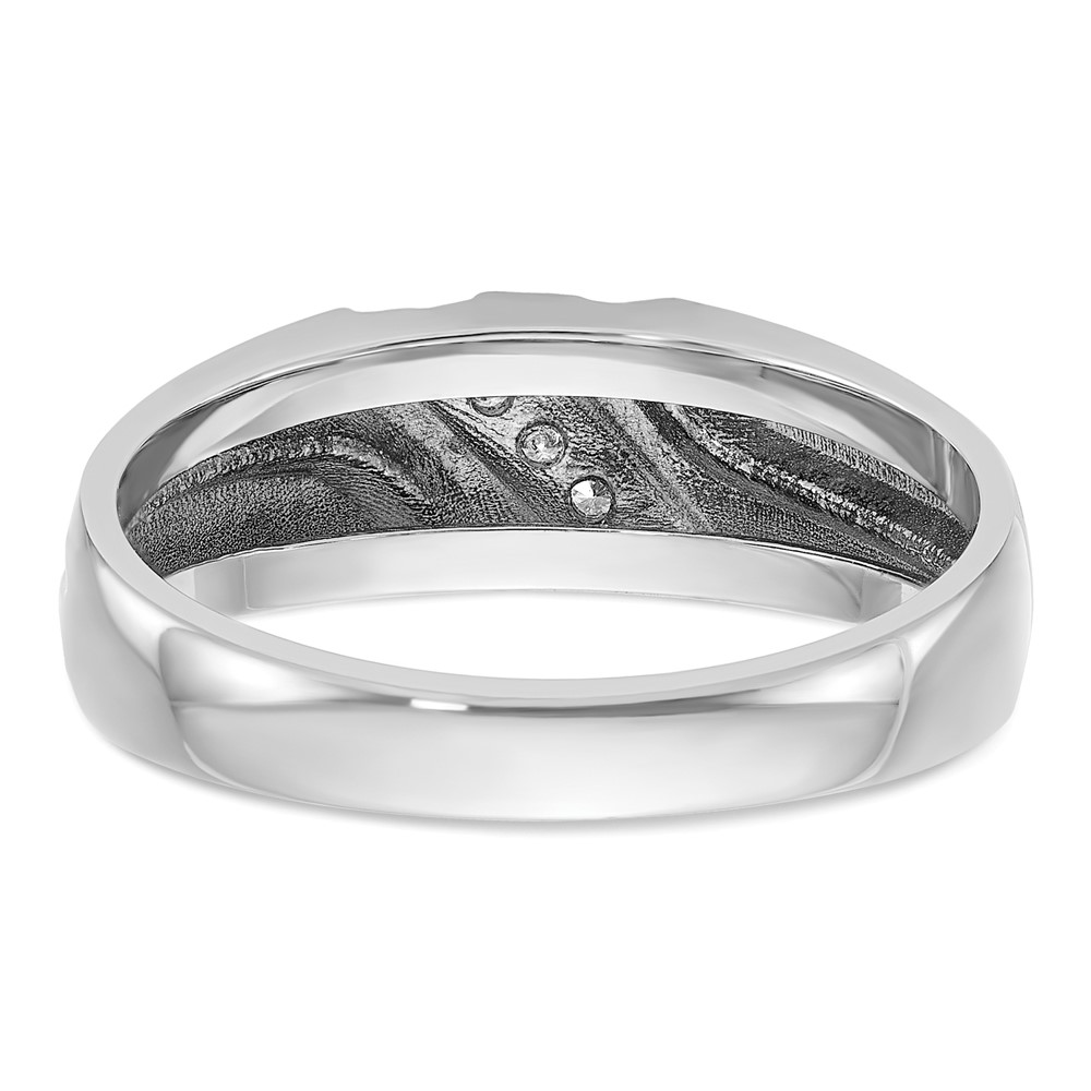 IBGoodman 14k White Gold Men's Polished Satin and Grooved 5-Stone 1/20 Carat AA Quality Diamond Ring (B64202-4WAA)