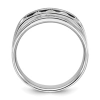 IBGoodman 14K White Gold 1 Carat Lab Grown Diamond VS+ F+ Complete Polished and Brushed Five Stone Men's Band view 2