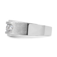 IBGoodman 14K White Gold 1 Carat Lab Grown Diamond VS+ F+ Complete Polished and Brushed Five Stone Men's Band view 3