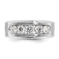 IBGoodman 14K White Gold 1 Carat Lab Grown Diamond VS+ F+ Complete Polished and Brushed Five Stone Men's Band view 4