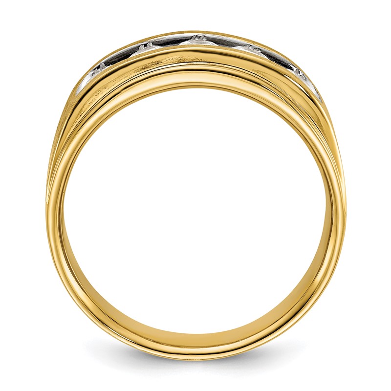 IBGoodman 14k with White Rhodium 1 carat Lab Grown Diamond VS/SI+ G+ Five Stone Complete Polished and Brushed Men's Ring