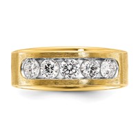 IBGoodman 14K Yellow Gold 1 Carat Lab Grown Diamond VS+ F+ Complete Polished and Brushed Five Stone Men's Band view 4
