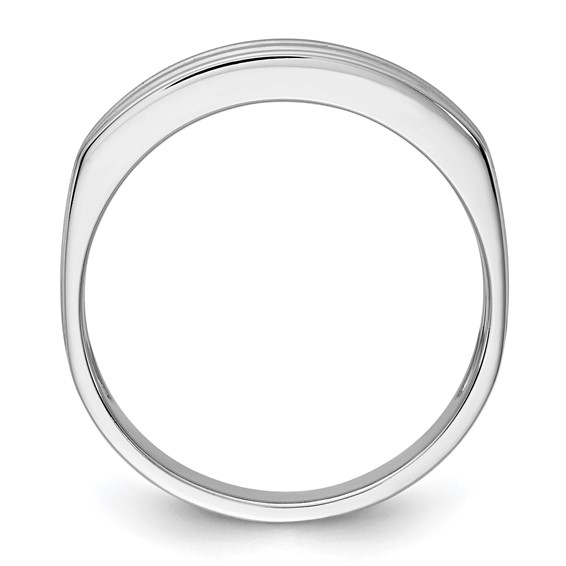 IBGoodman 14k White Gold Nine Stone Polished Brushed and Grooved Ring Mounting