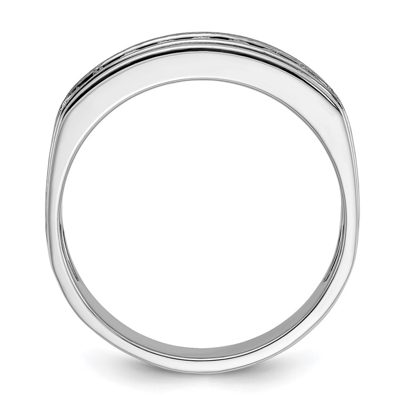 IBGoodman 14k White Gold 1/2 carat Lab Grown Diamond VS/SI+ G+ Nine Stone Complete Polished Brushed and Grooved Men's Ring