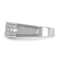 IBGoodman 14K White Gold 0.50 Carat Lab Grown Diamond VS SI+ G+ Nine Stone Complete Polished Brushed and Grooved Men's Ring view 3