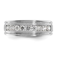 IBGoodman 14K White Gold 0.50 Carat Lab Grown Diamond VS SI+ G+ Nine Stone Complete Polished Brushed and Grooved Men's Ring view 4