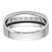 IBGoodman 14K White Gold 0.50 Carat Lab Grown Diamond VS SI+ G+ Nine Stone Complete Polished Brushed and Grooved Men's Ring view 5