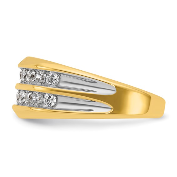 IBGoodman 14k with White Rhodium 3/4 carat Lab Grown Diamond VS/SI+ G+ Complete Two Row Men's Ring