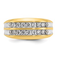 IBGoodman 14K Yellow Gold Ring with White Rhodium 0.75 Carat Lab Grown Diamond VS SI+ G+ Complete Two Row Men's view 4