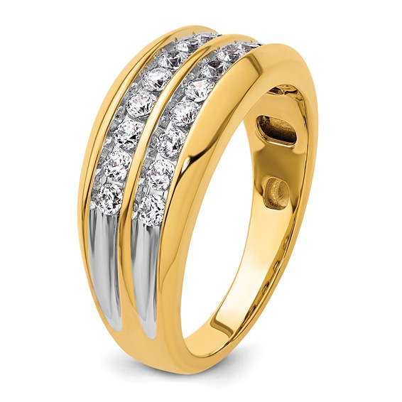 IBGoodman 14k with White Rhodium 3/4 carat Lab Grown Diamond VS/SI+ G+ Complete Two Row Men's Ring