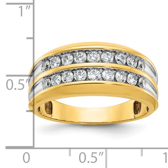 IBGoodman 14k with White Rhodium 3/4 carat Lab Grown Diamond VS/SI+ G+ Complete Two Row Men's Ring