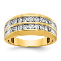 IBGoodman 14K Yellow Gold Ring with White Rhodium 0.75 Carat Lab Grown Diamond VS SI+ G+ Complete Two Row Men's view 1