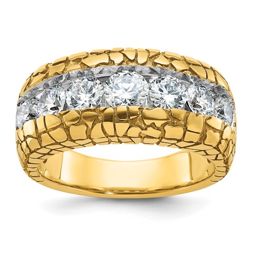 IBGoodman 14K Yellow Gold 2 Carat Lab Grown Diamond VS+ F+ Complete Men's Nugget Ring